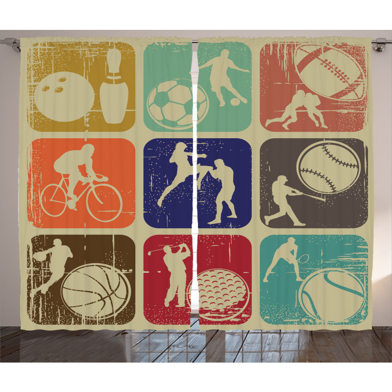 Grunge Sports Banners Curtain