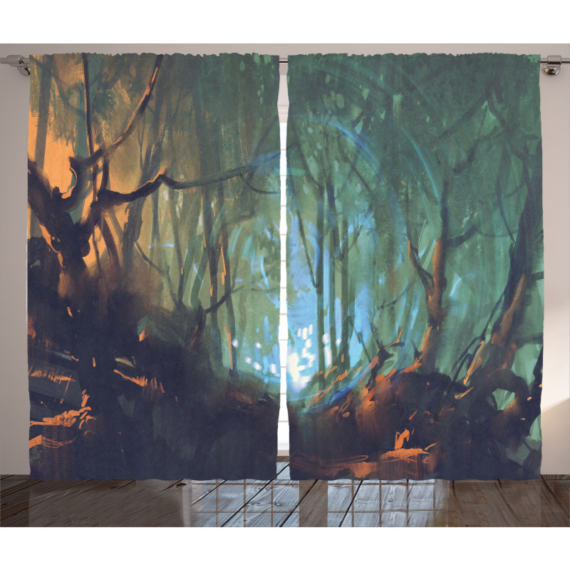 Mystic Dark Forest Curtain