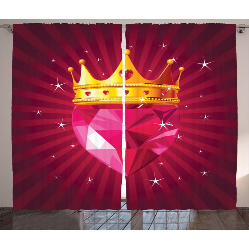Pink Diamond Crown Art Curtain