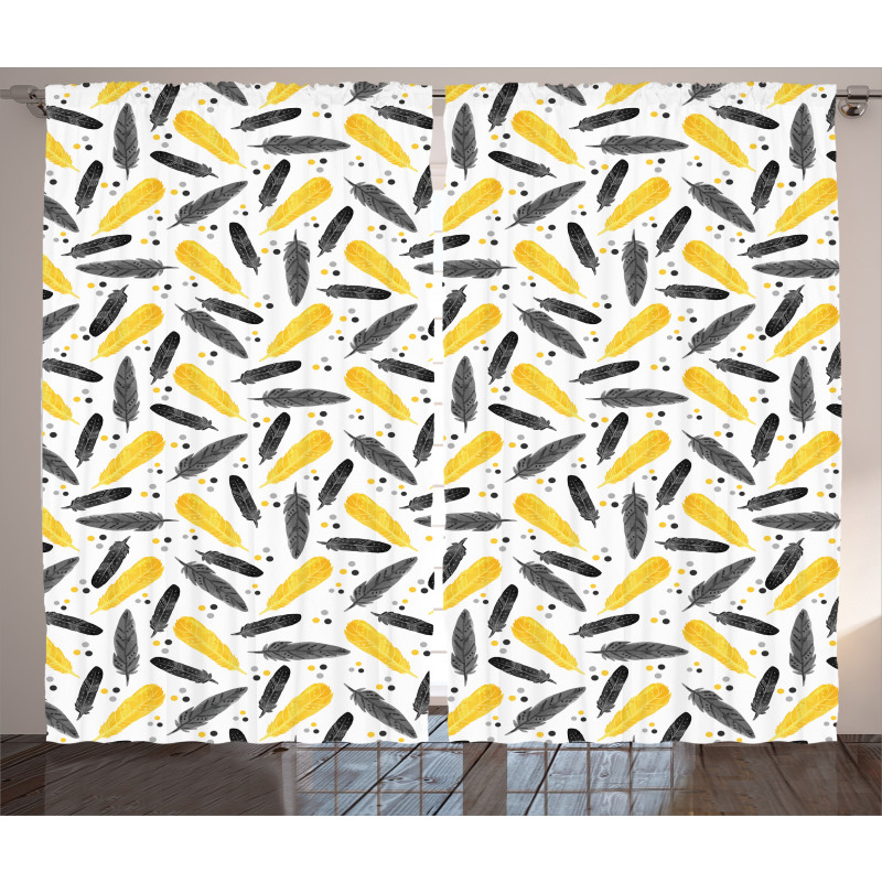 Feathers Retro Dots Curtain