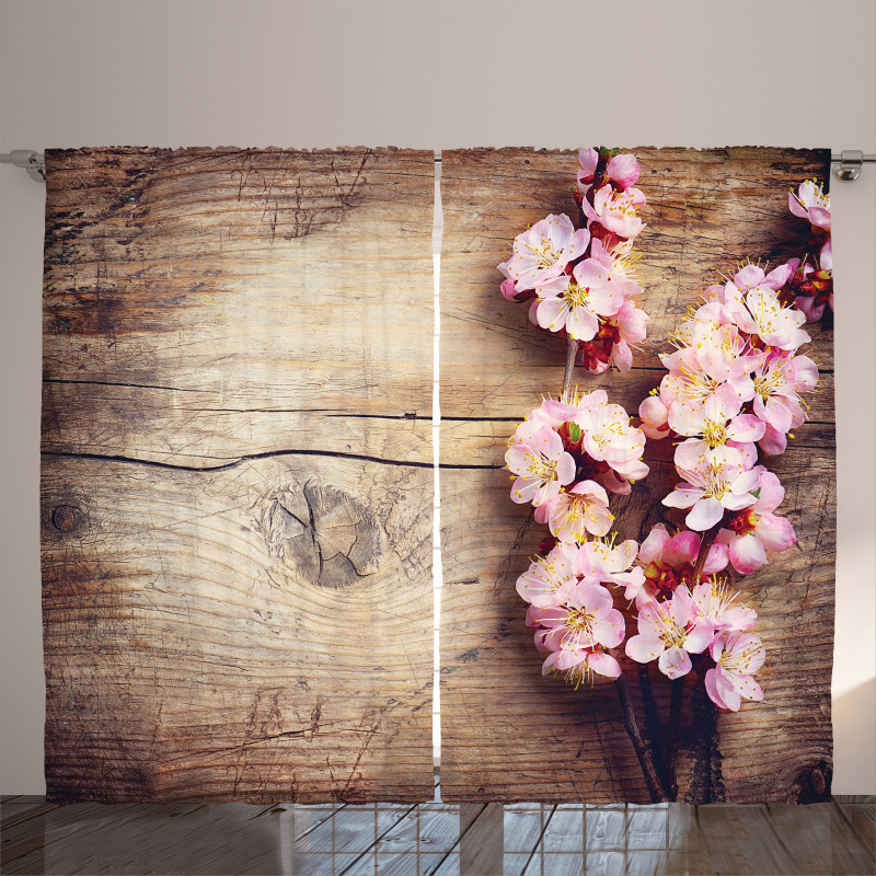 Spring Blossom on Wood Curtain