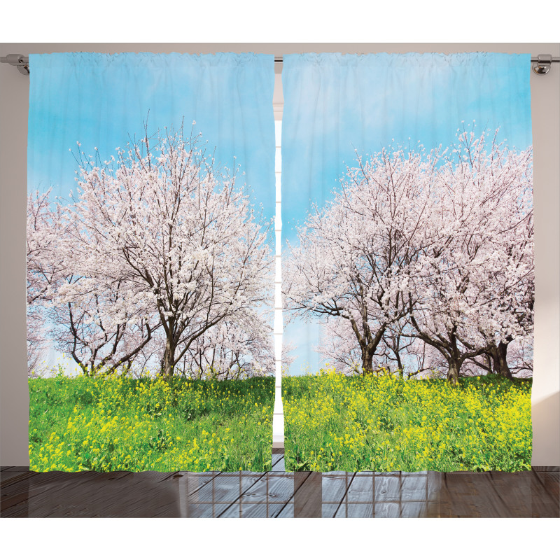 Japanese Spring Flowers Curtain