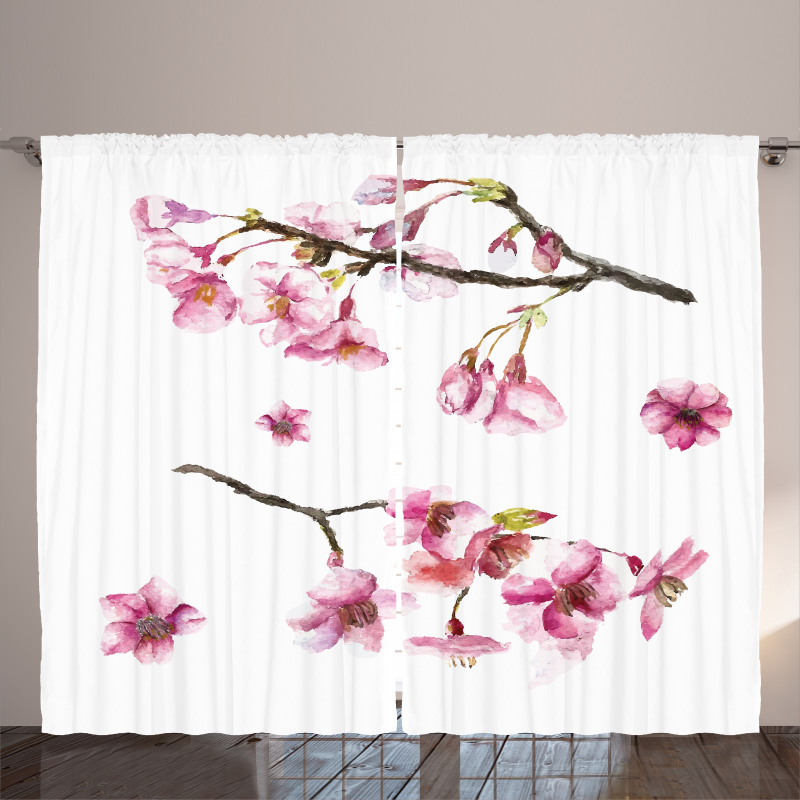 Watercolor Art Flower Curtain