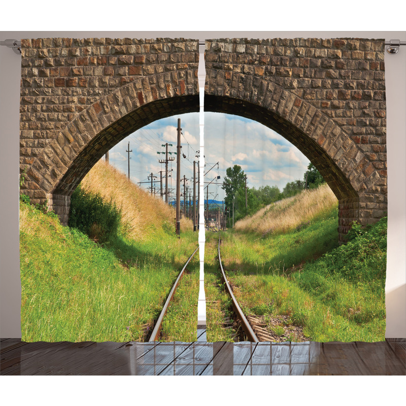 Bridge Railway Tranquil Curtain