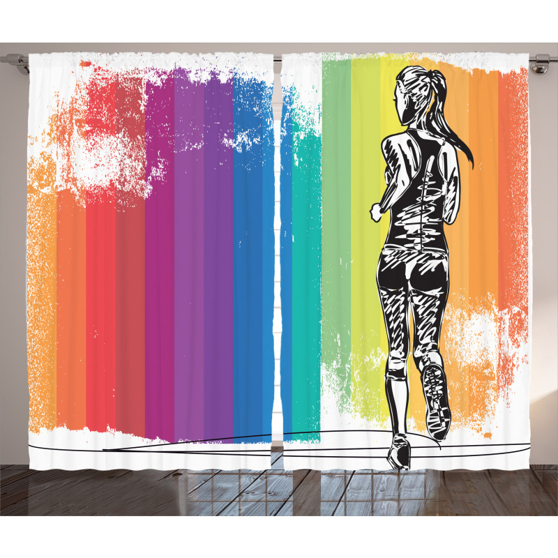 Marathon Runner Ombre Curtain