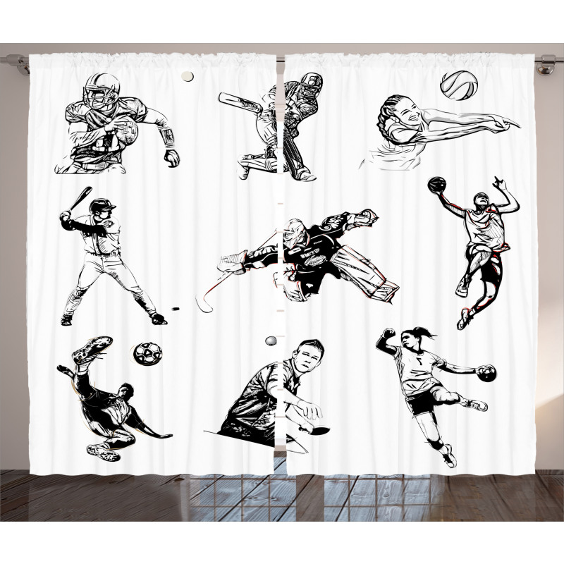 Sports Theme Sketch Curtain