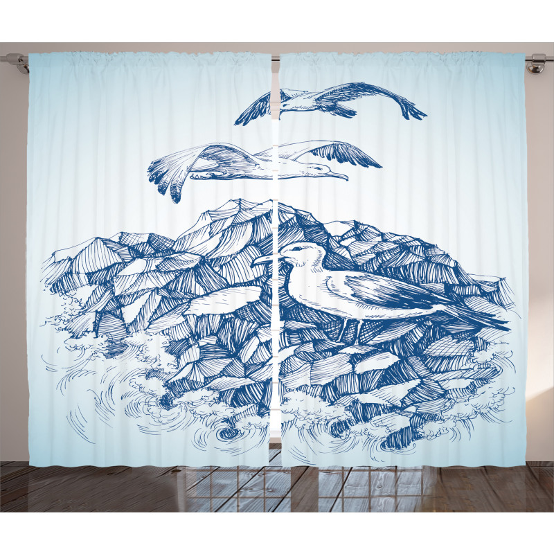 Seagull Mountain Sketch Curtain