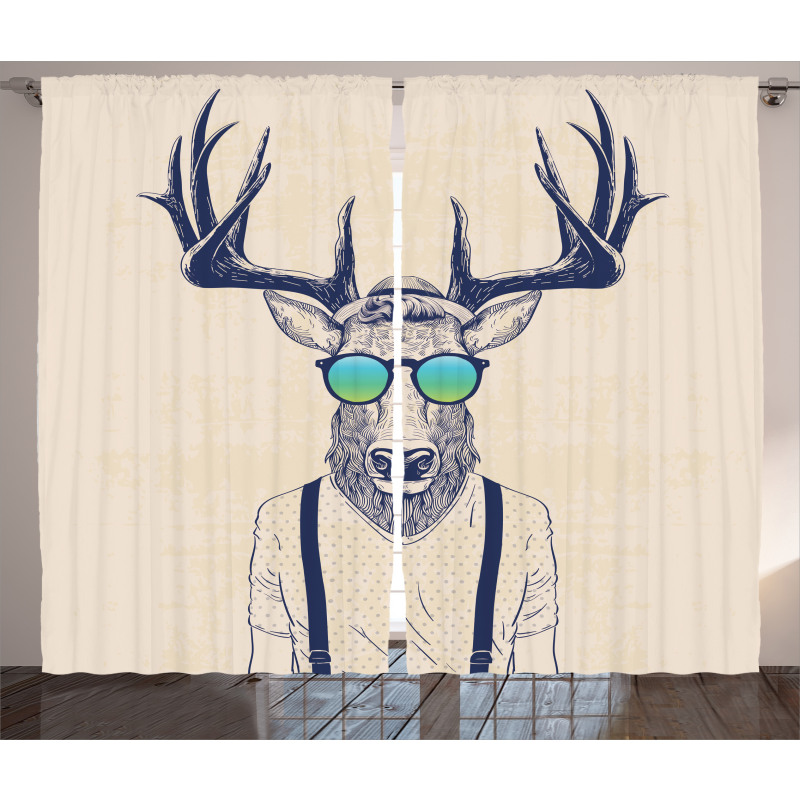 Hipster Cool Fun Animal Curtain