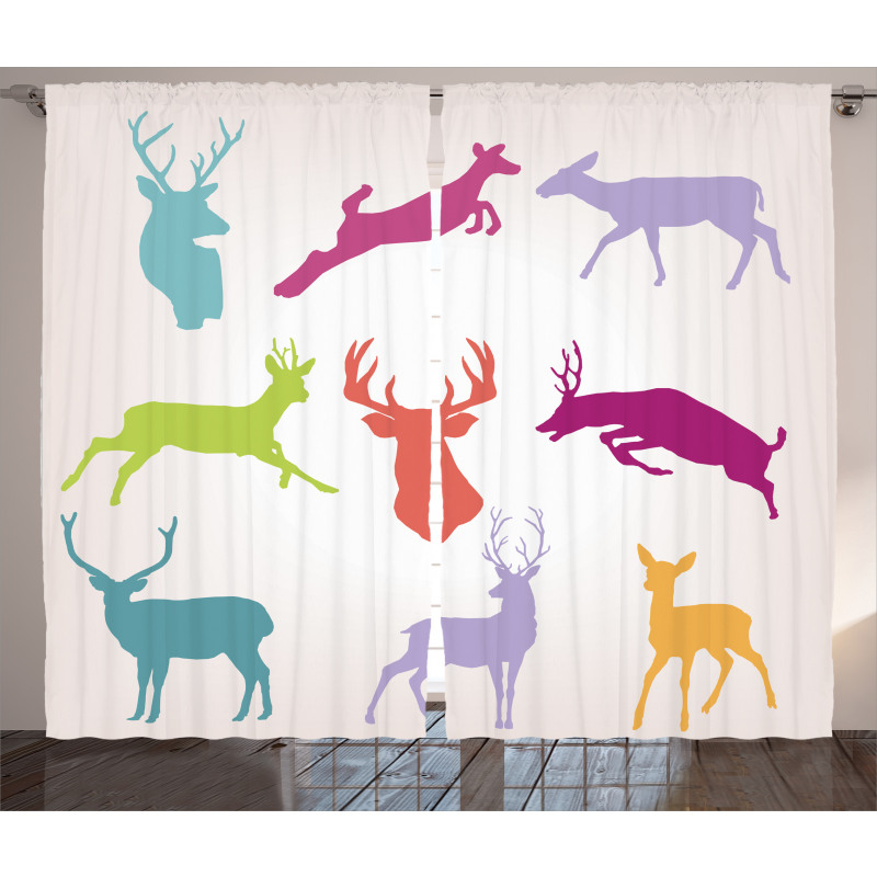 Colorful Jumping Animals Curtain