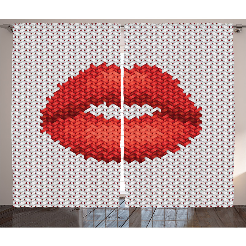 Retro Effect Lips Design Curtain