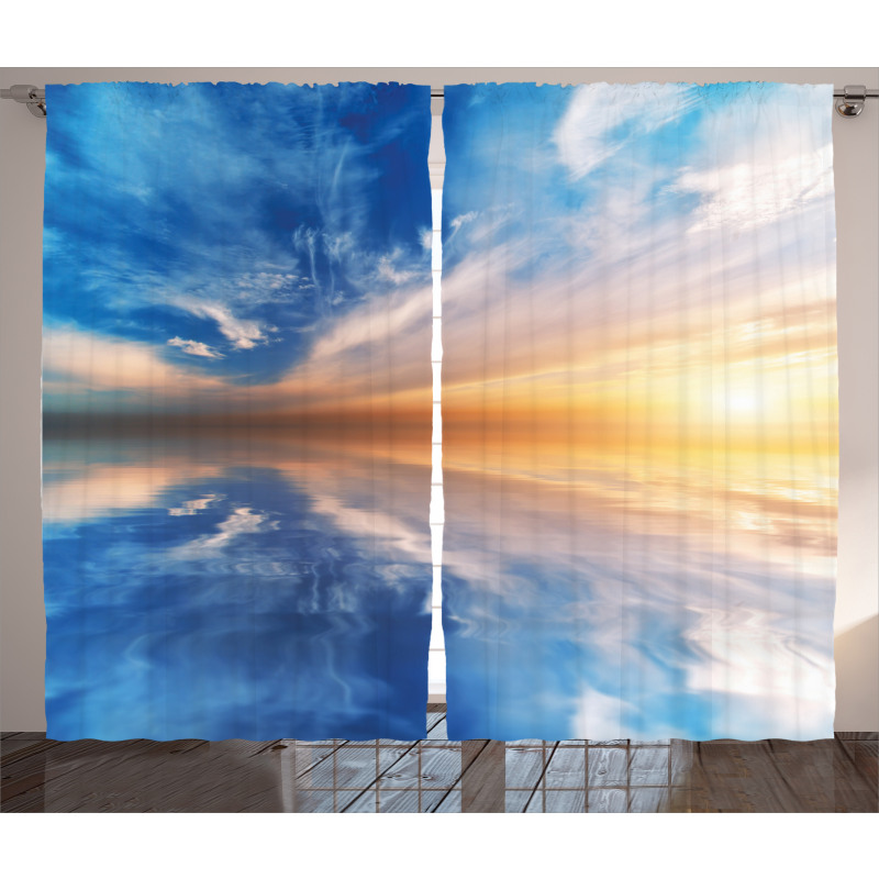 Sky Reflections Sunset Curtain