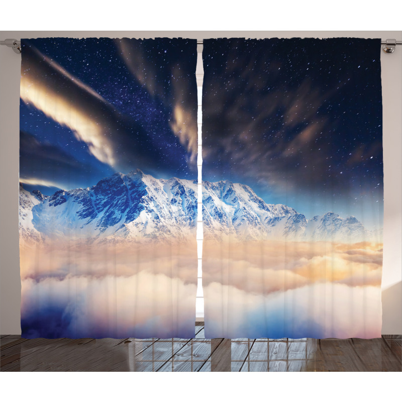 Snowy Winter Mountains Curtain