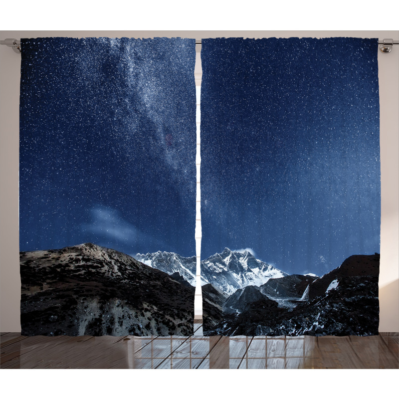 Starry Blue Night Cosmos Curtain