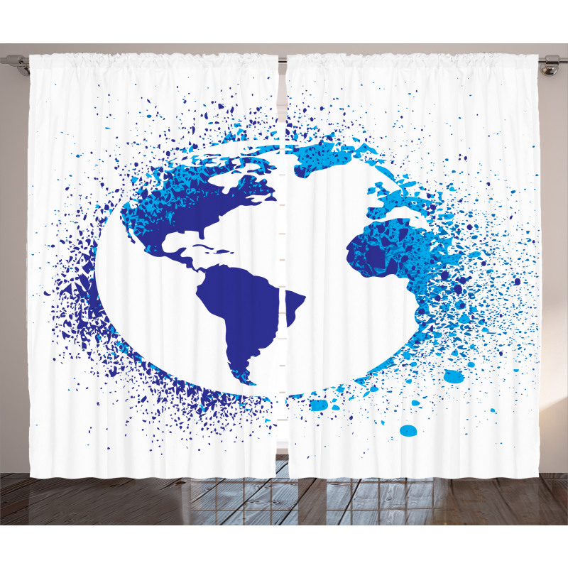 Globe Ink Effect Map Curtain