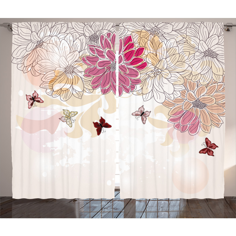 Spring Flower Butterfly Curtain