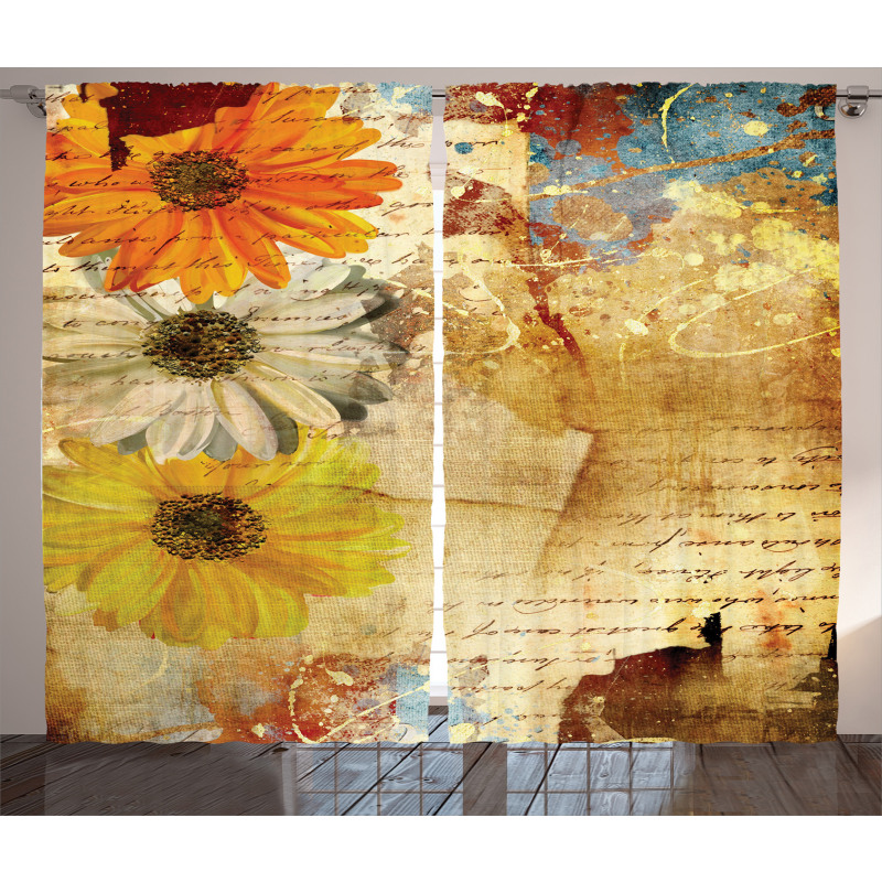 Flowers and Poetry Art Curtain