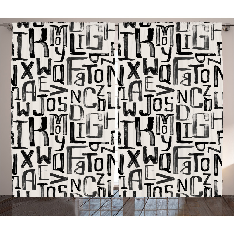 Grunge Letters Pattern Curtain