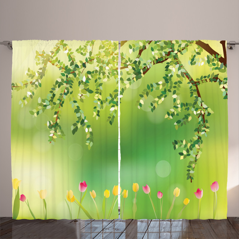 Colorful Tulips Tree Curtain