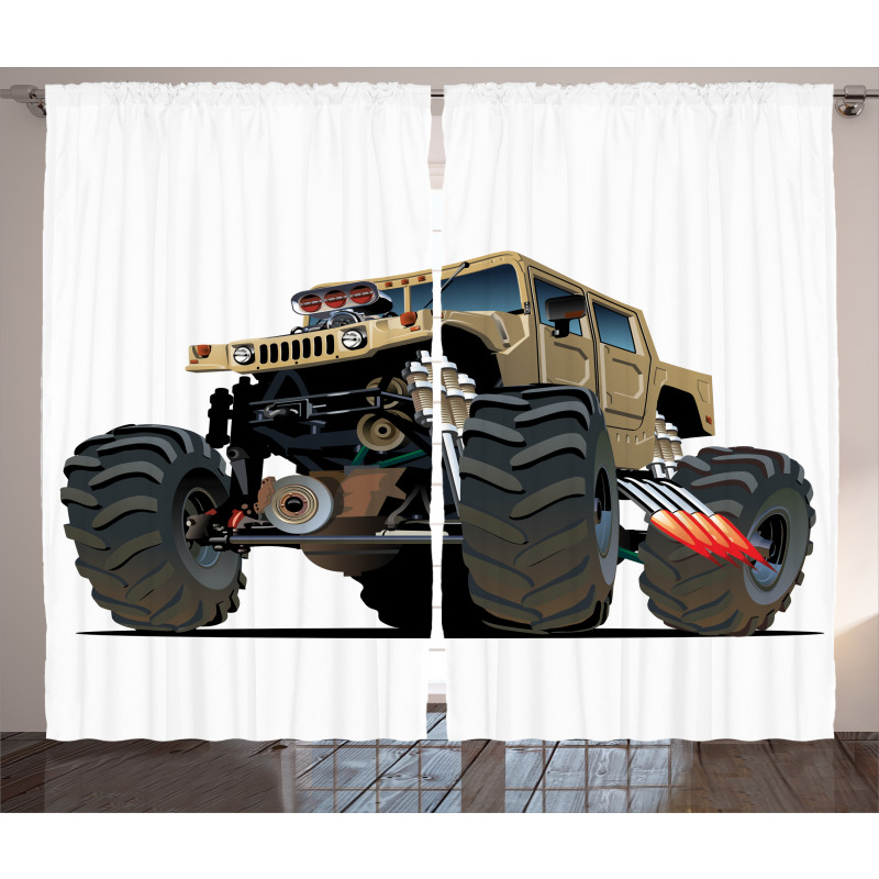 Monster Truck Racing Curtain