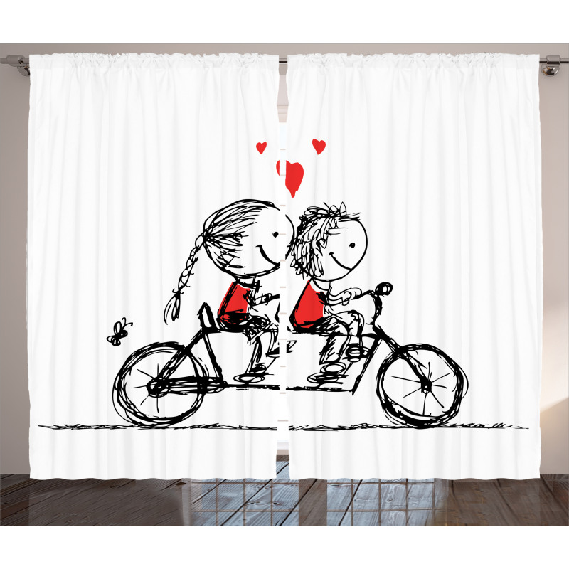 Couple Cycling Together Curtain