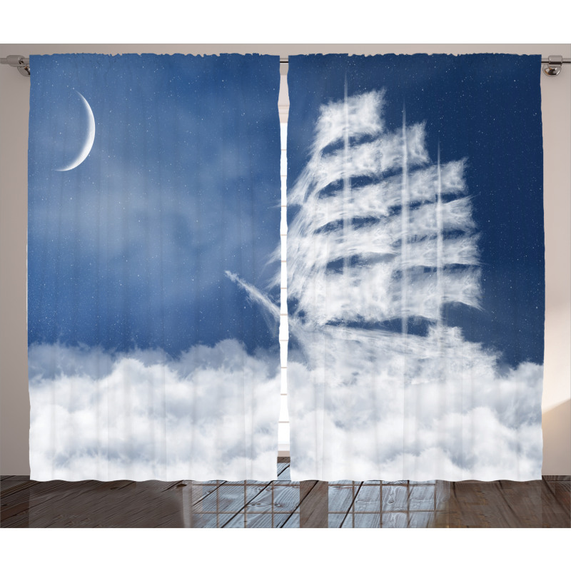 Clouds Ship in Sky Curtain