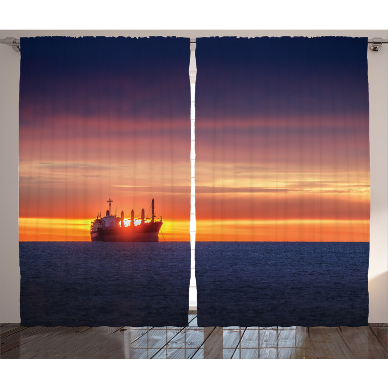 Sunrise over Sea Ship Curtain