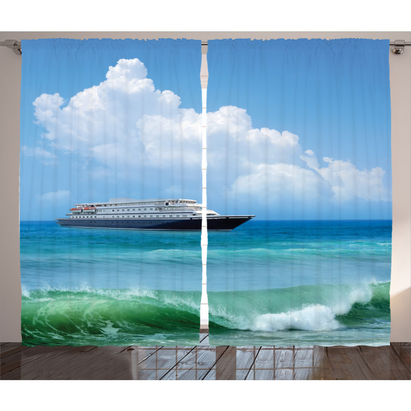 Waves Ship Travel Curtain