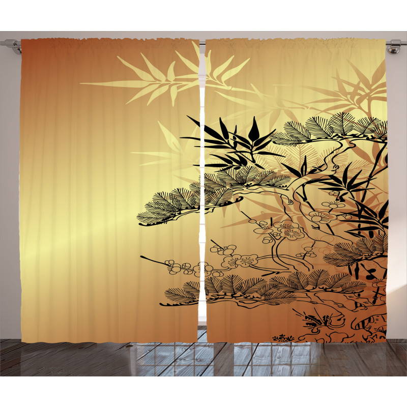 Bamboo Motifs Curtain