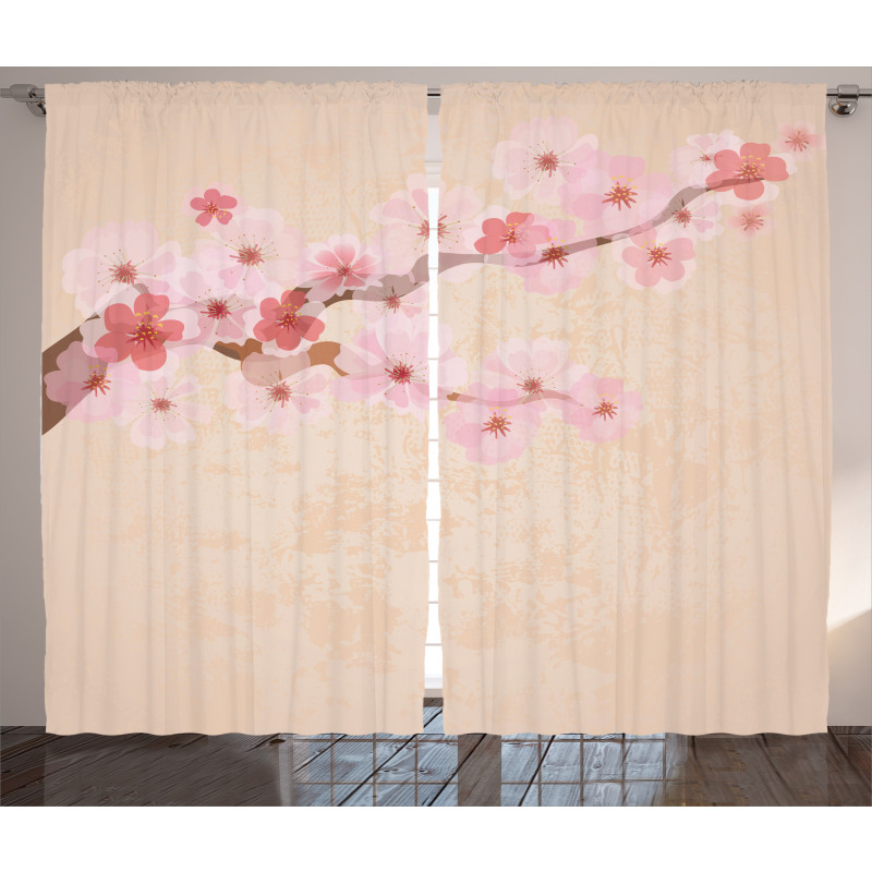 Pink Cherry Blossoms Curtain