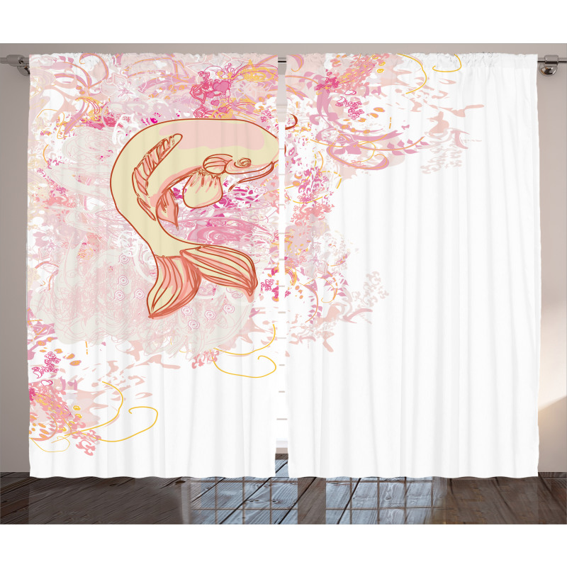 Pink Floral Curtain