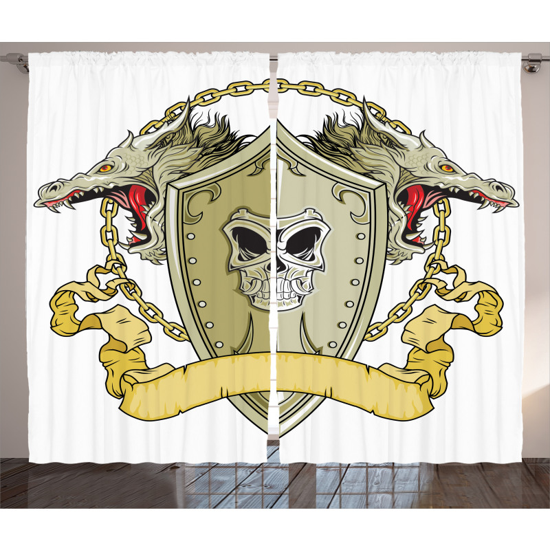 Shield Dragon Medieval Curtain