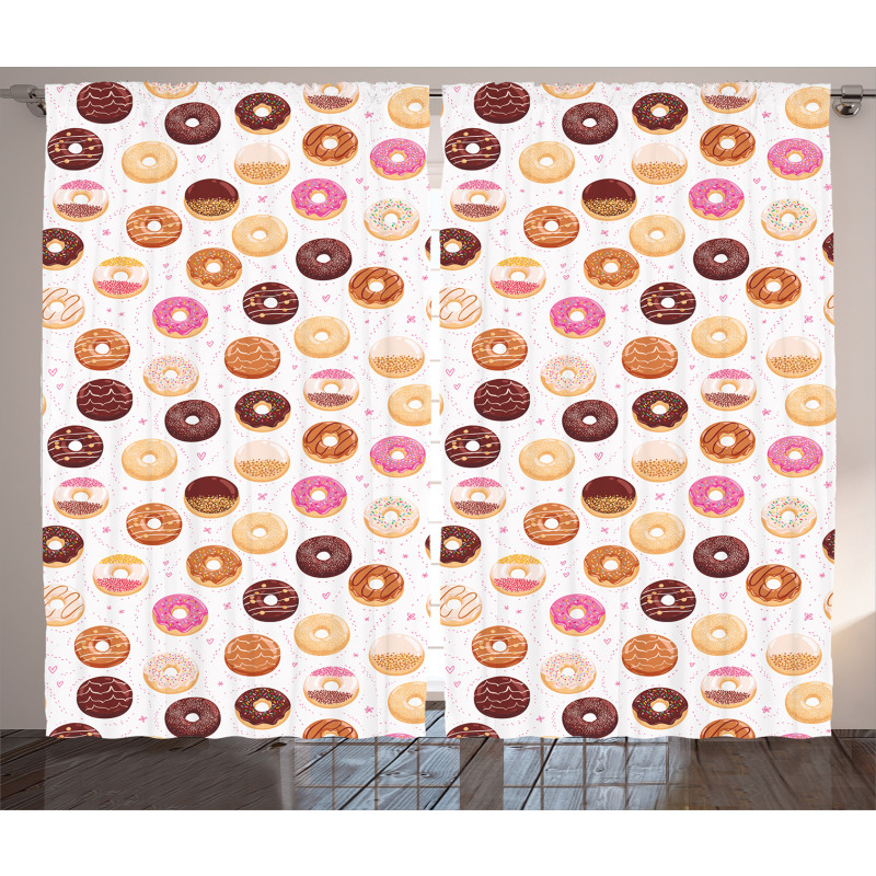 Colorful Yummy Donuts Curtain