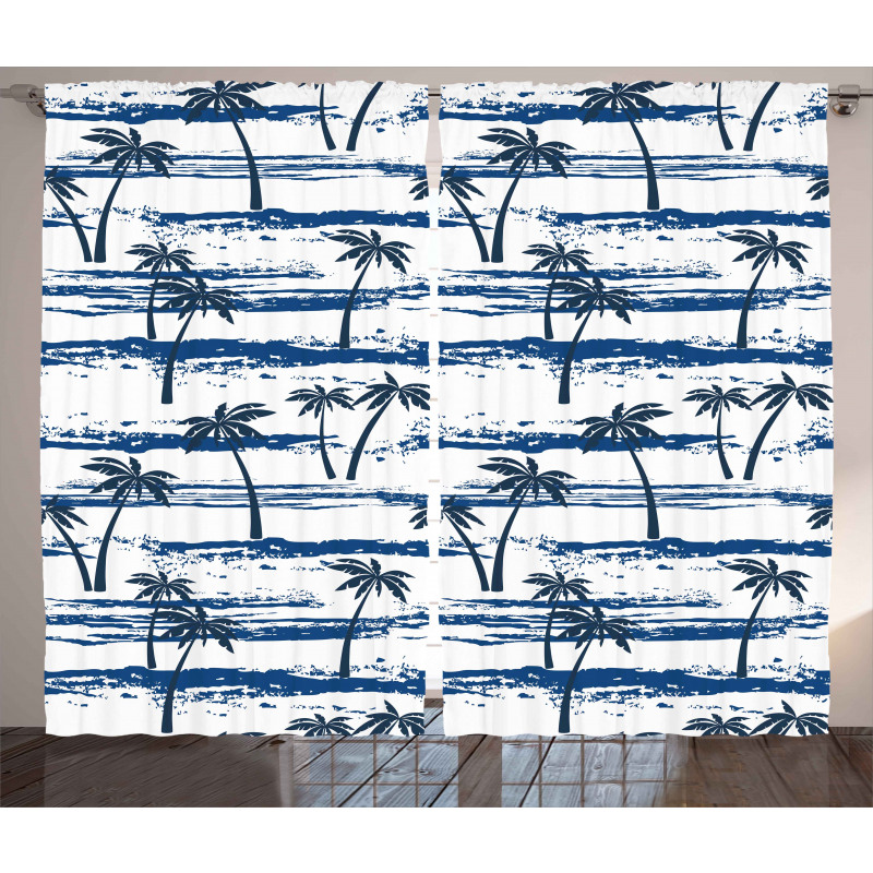 Romantic Sea and Palm Curtain