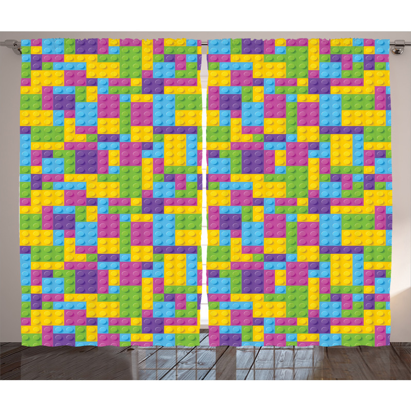 Colorful Blocks Game Cube Curtain