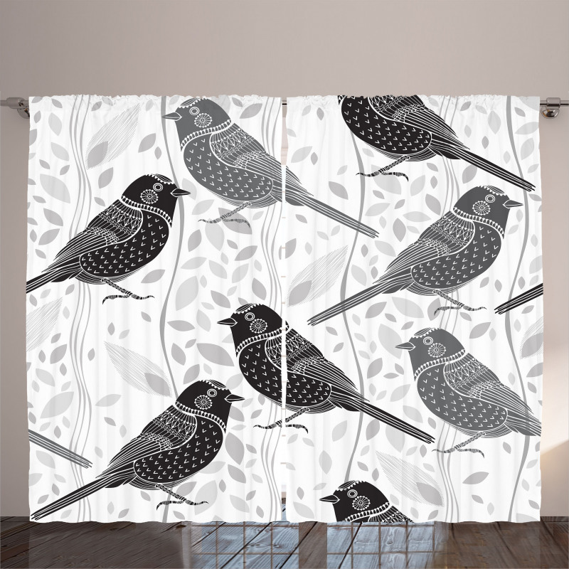 Birds and Floral Patterns Curtain