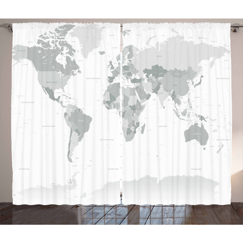 World Map Continent Earth Curtain