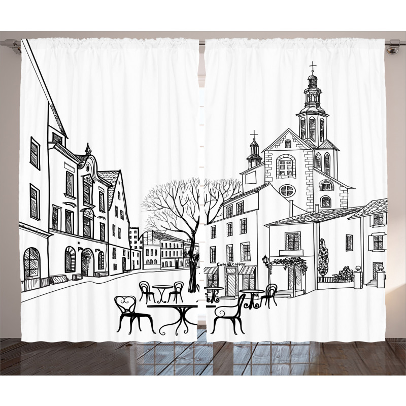 Old City Sketch Curtain