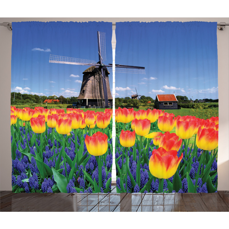 Blooming Tulip Windmill Curtain