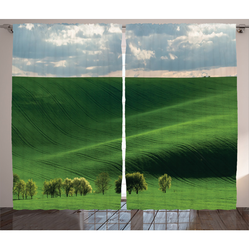 Cloudy Meadow Hills Curtain
