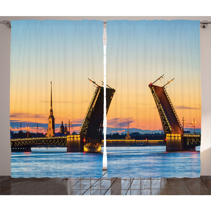 Bridge Seascape Sunset Curtain