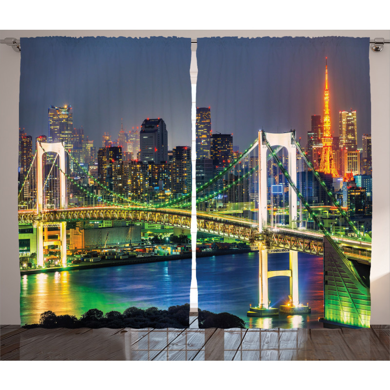 Tokyo Skyline Japanese Curtain