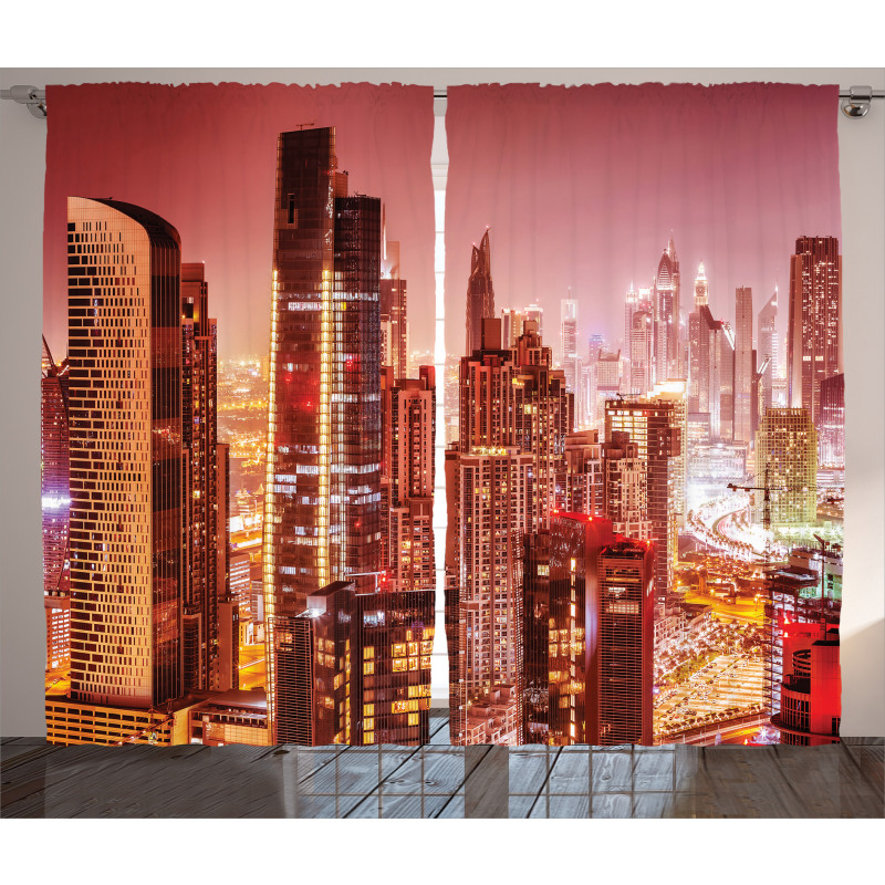 Dubai Night Cityscape Curtain