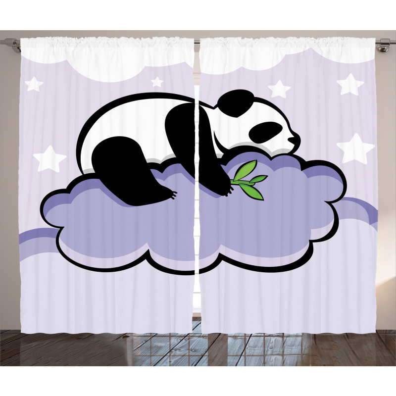Sleeping Panda on Cloud Curtain