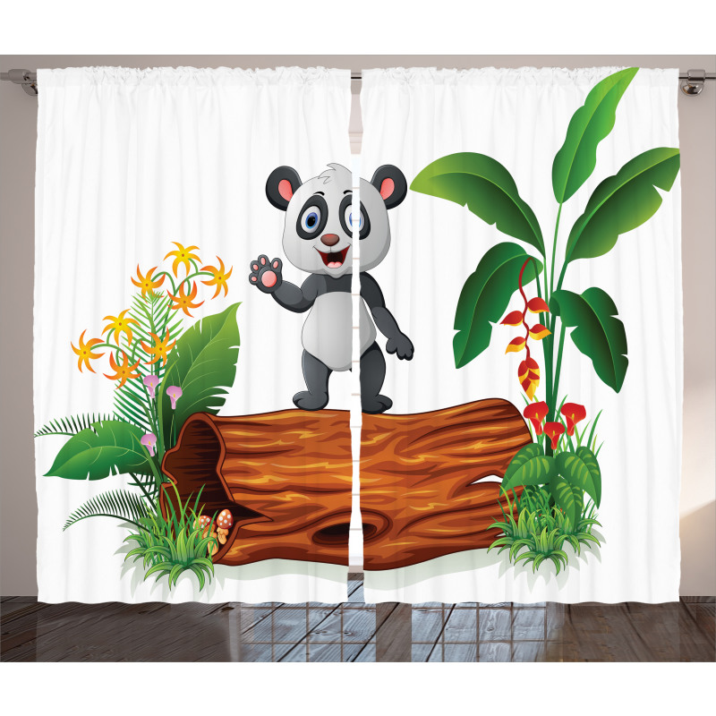 Baby Panda Posing Curtain