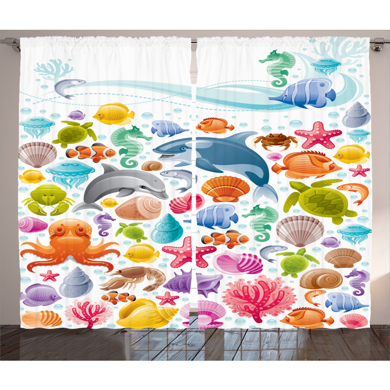 Ocean Fauna Design Curtain