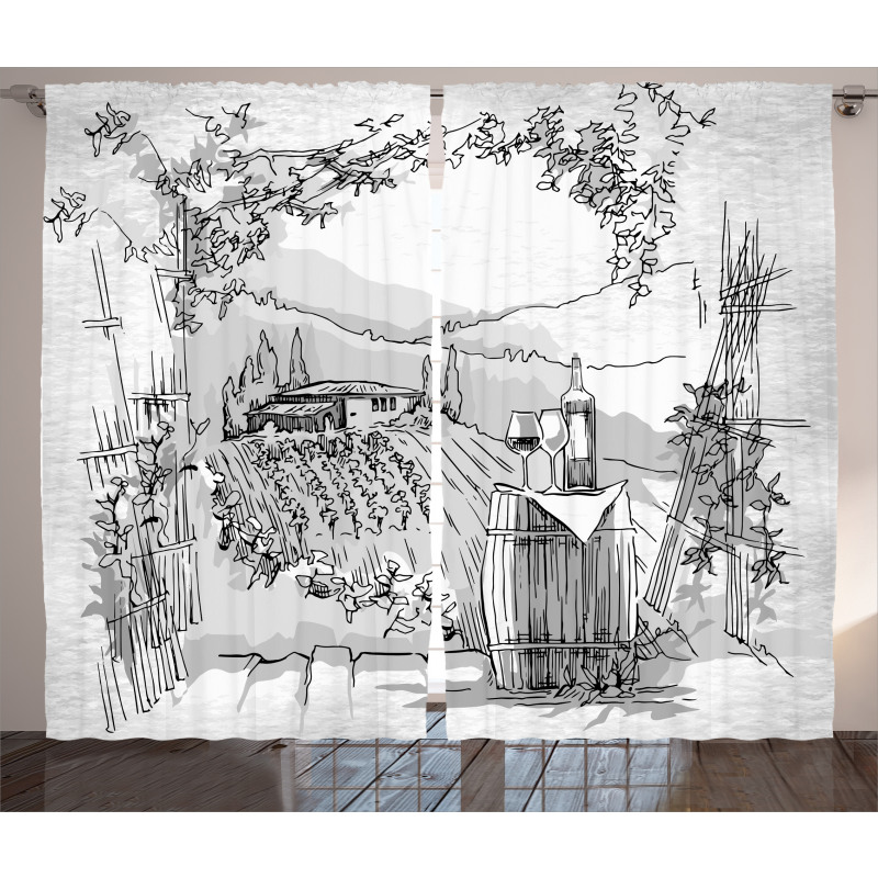Valley Winery House Art Curtain