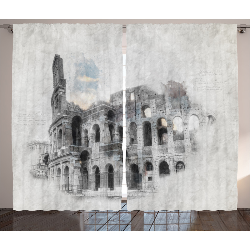 Colosseum Rome Sketch Curtain