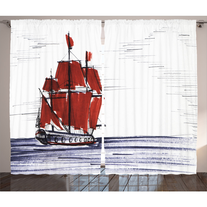 Saliling Ship on Sea Curtain
