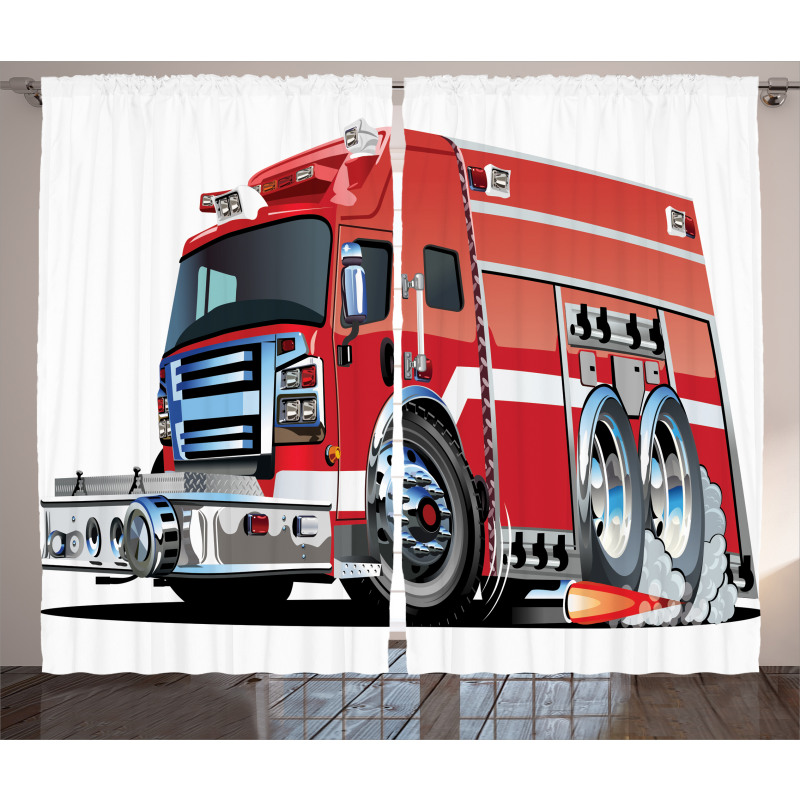 Fire Truck Rescue Team Curtain