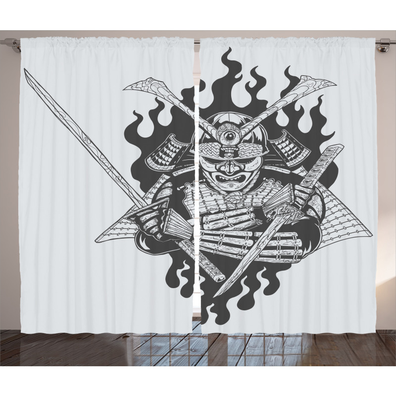 Ghost Ninja Fire Oriental Curtain
